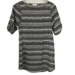 Everly Striped Geometric‎ Black & Gray Shift Dress Size 3